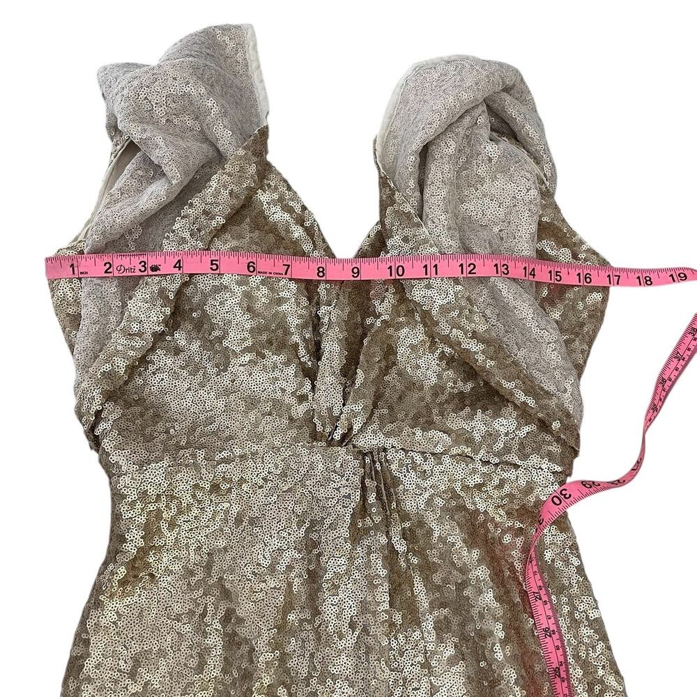 Revelry Gwen Sequin Gown Dress Champagne Gold 202 Size 10 Bridesmaid Elegant - Picture 13 of 16